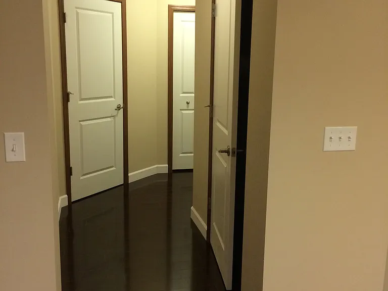 Dark hardwood floors throughout the main level.