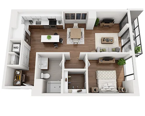 Floor plan One Bedroom A1D
