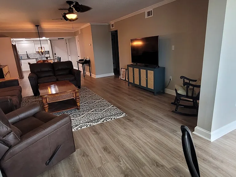 View of great room and sunroom