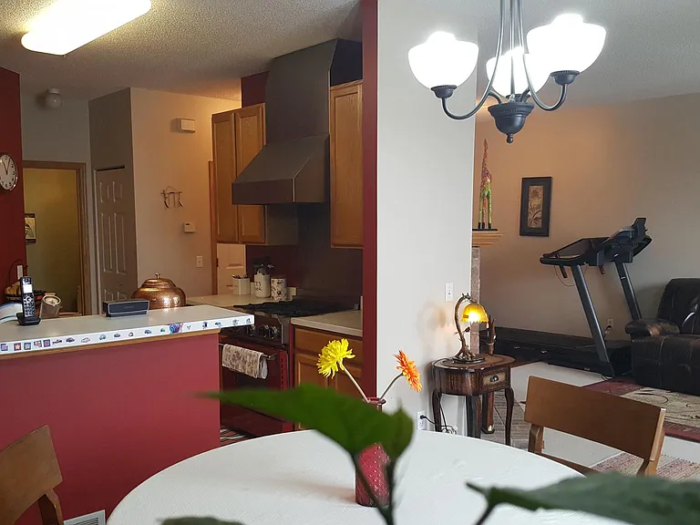 Living room, kitchen view from Dining