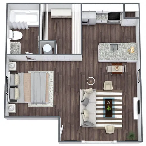 Floor plan S1: 0 Bed 1 Bath