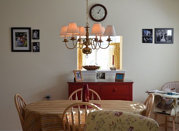 Dining view from living room and family room/den