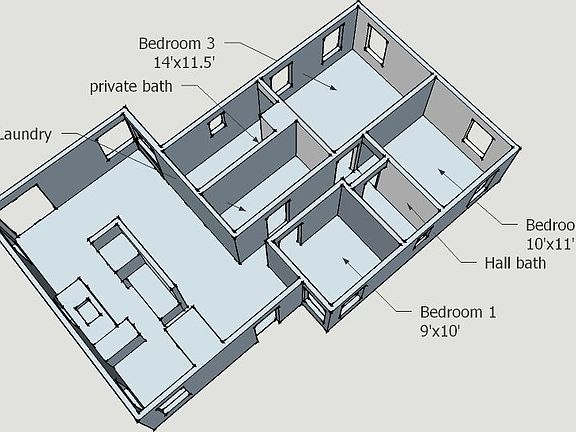spacious floor plan with good natural light and ventilation