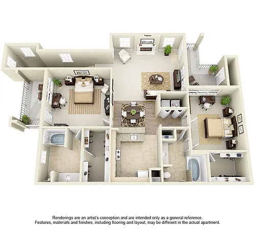 Floor plan Plan B2 - 2 Bed 2 Bath