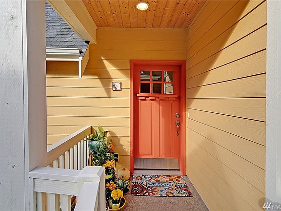 Covered front entry for guests.  Direct access into home through attached over sized single car garage.