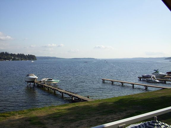 Dock with boat lifts and Jet SKi lifts and view to Seattle