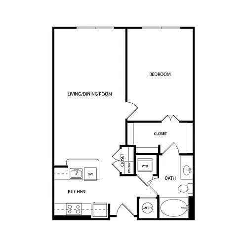 Floor plan 1 Bedroom, 1 Bath 778 SF KA3.2