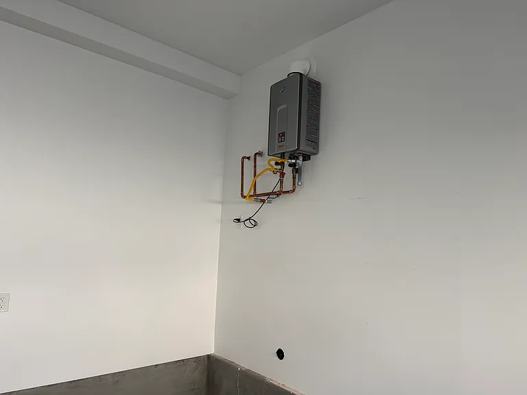 Tankless water heater in garage