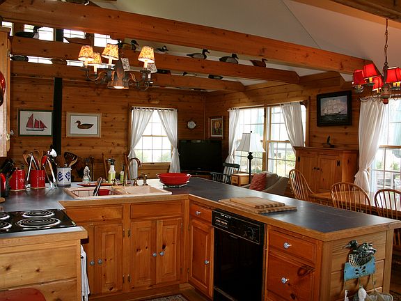 kitchen with lake views