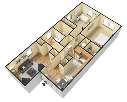 Floor plan 2 Bedroom 2 Bathroom Washer/Dryer