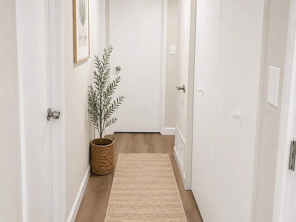 Hallway featuring extra storage space for everyday living.
