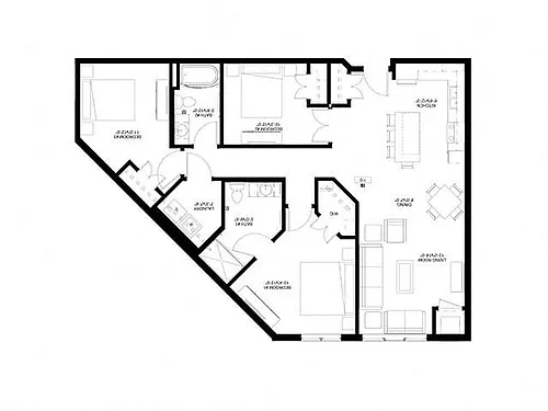 Floor plan Three Bedroom - B