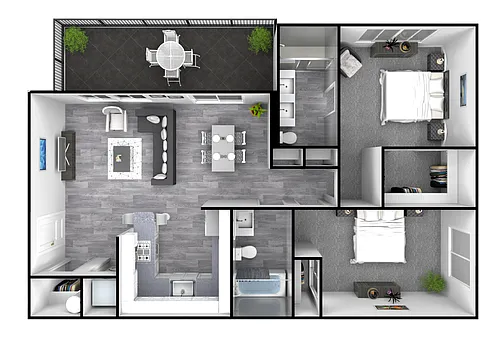 Floor plan Lake Facing 2 Bed