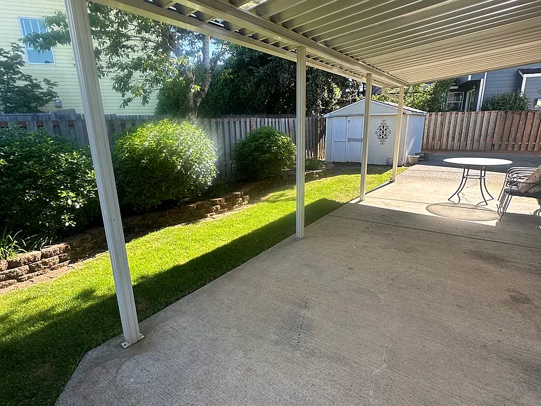 Private backyard covered patio