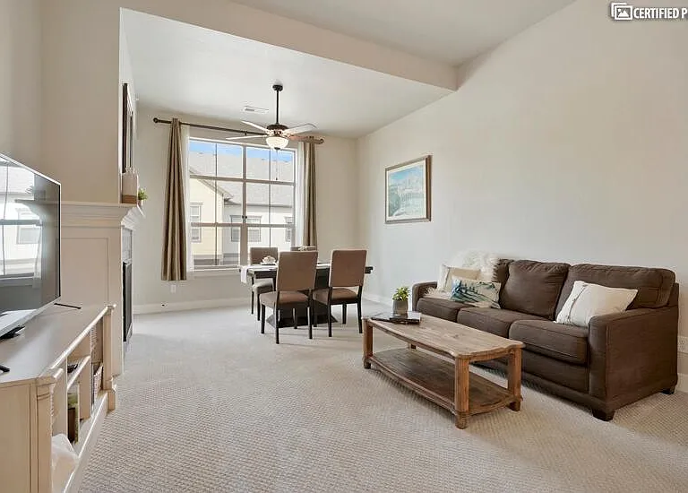Spacious living room with custom made La-Z-Boy pull out sofa