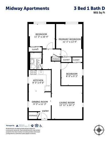 Floor plan 3 Bed 1 Bath D