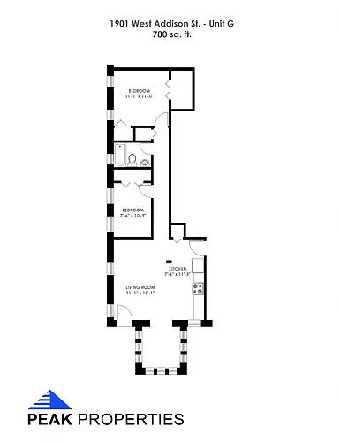 Floor plan 2 Bedroom - 1 Bathroom