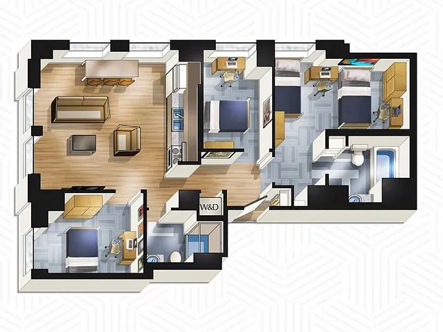 Floor plan 3x2. Floors 3-13