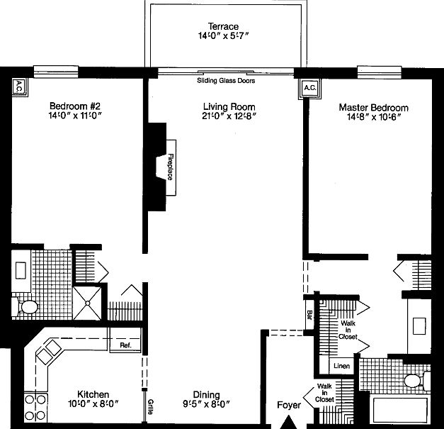 Floor Plan - Apt has Patio instead of Terrace