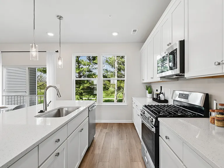 Natural light highlights every detail in this stylish kitchen.