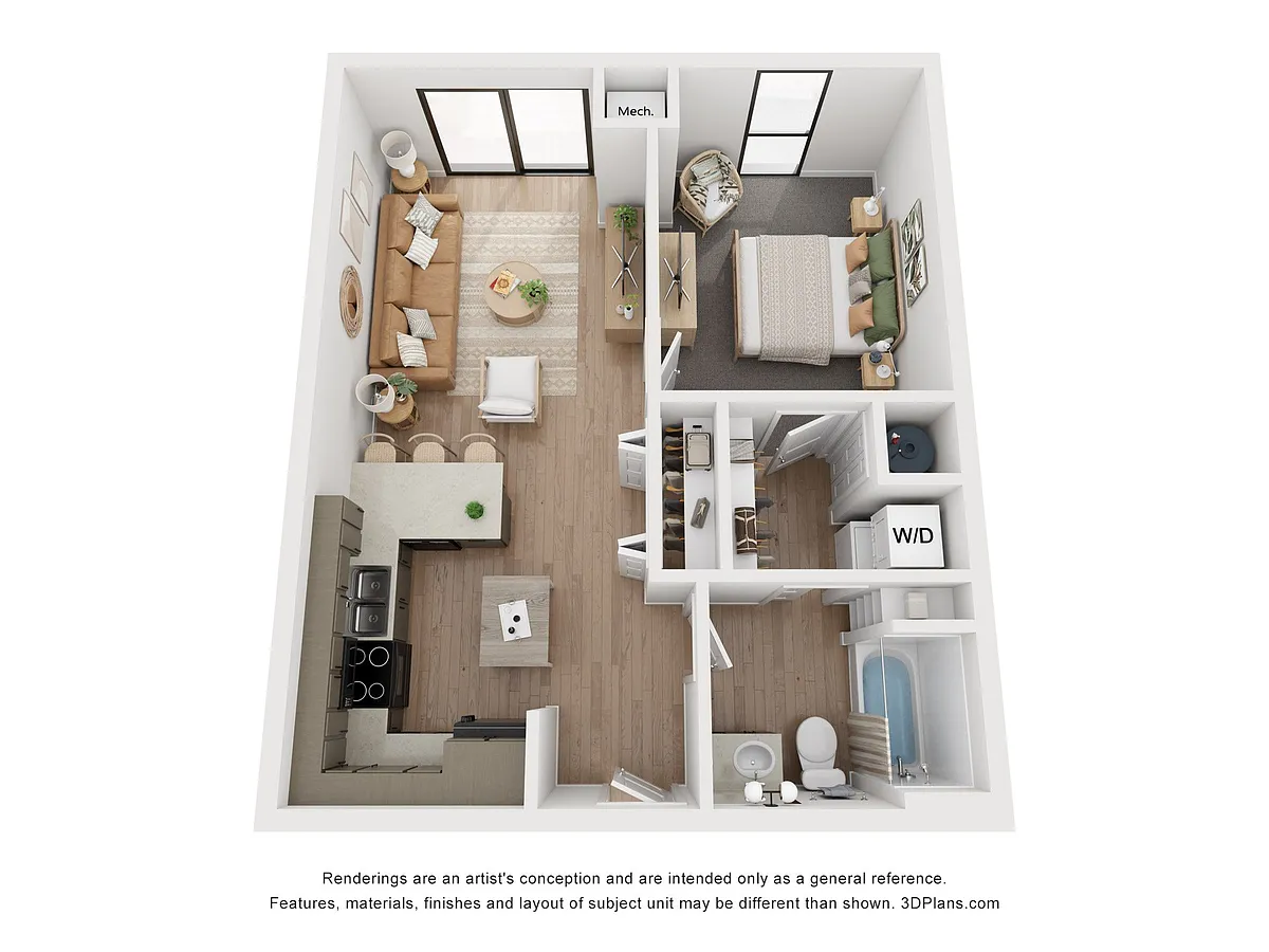 Floor plan Furnished 1 Bedroom 1 Bathroom
