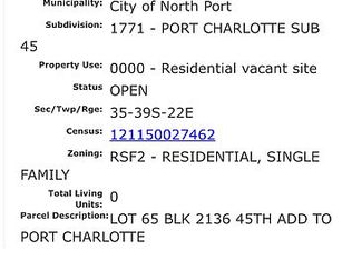 Harcourt Cir LOT 65, North Pt, FL 34288