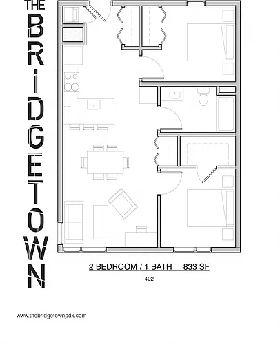 Floor plan Two Bed One Bath A