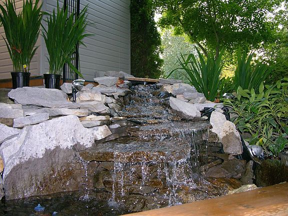 Water falls and fish pond