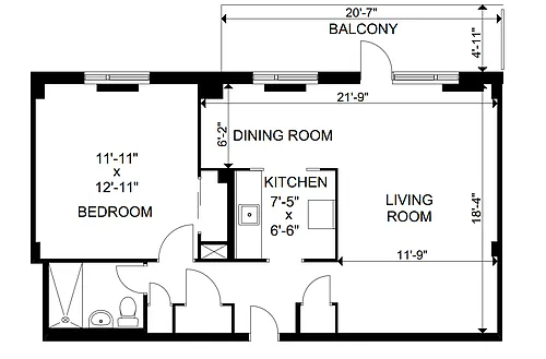 Floor plan One Bedroom Apartment