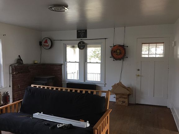 Wood stove in corner