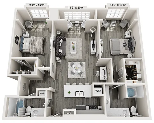 Floor plan Two Bedroom B2M