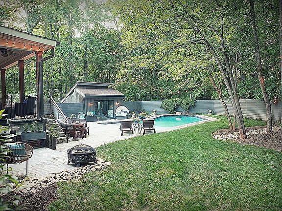 Pool house basketball court 