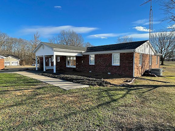 Back yard with covered porch