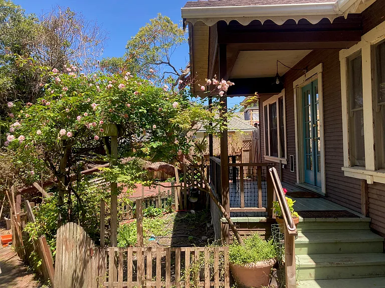A veranda on the Alder Street ( western) side of the house.