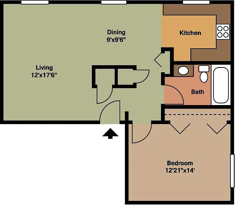 Floor plan Apartment 1 Beds 1 Baths