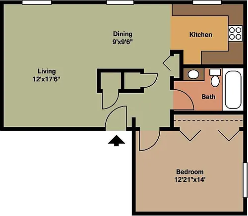Floor plan Apartment 1 Beds 1 Baths