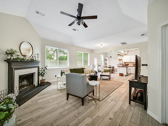 Living room fireplace view