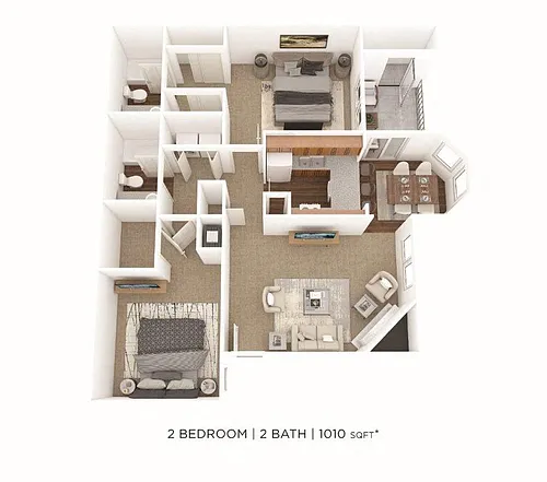 Floor plan Two Bedroom 2 Bath-1010 sqft