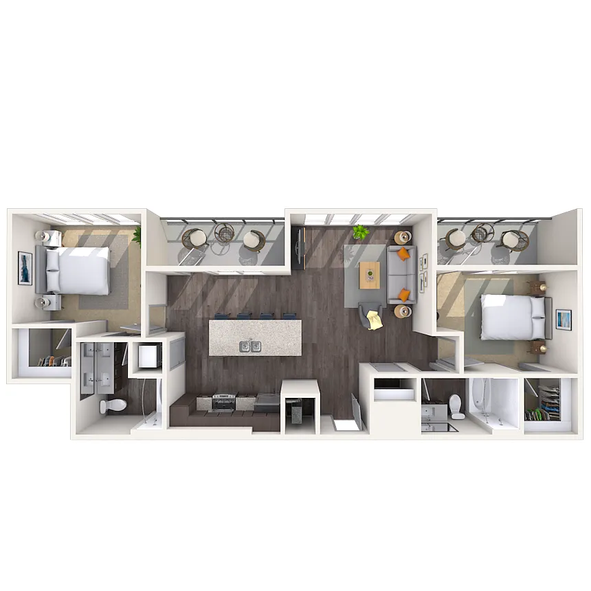 Floor plan Traditional 2x2 1082 SF
