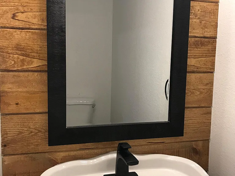 Powder room mirror and sink