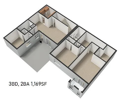 Floor plan Three Bedroom Two Bath