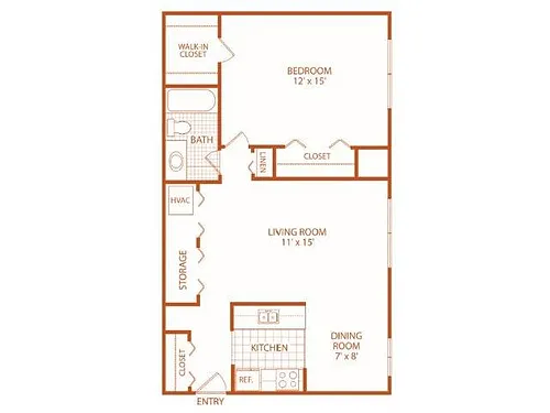 Floor plan One Bed One Bath