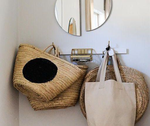 Rack with basket at entry stays