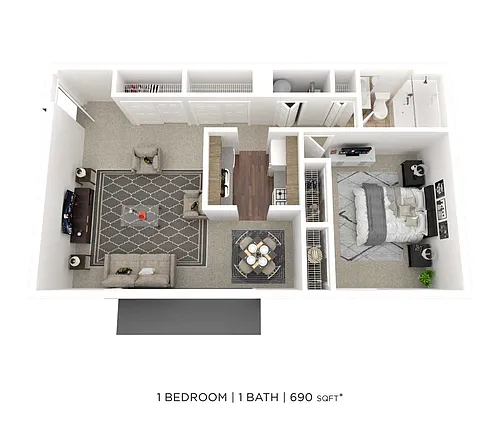 Floor plan One Bedroom - 690 sqft
