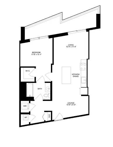 Floor plan 1 Bed-1 Bath 12