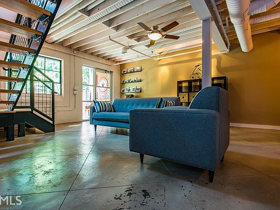 Stained stamped concrete floors on main level
