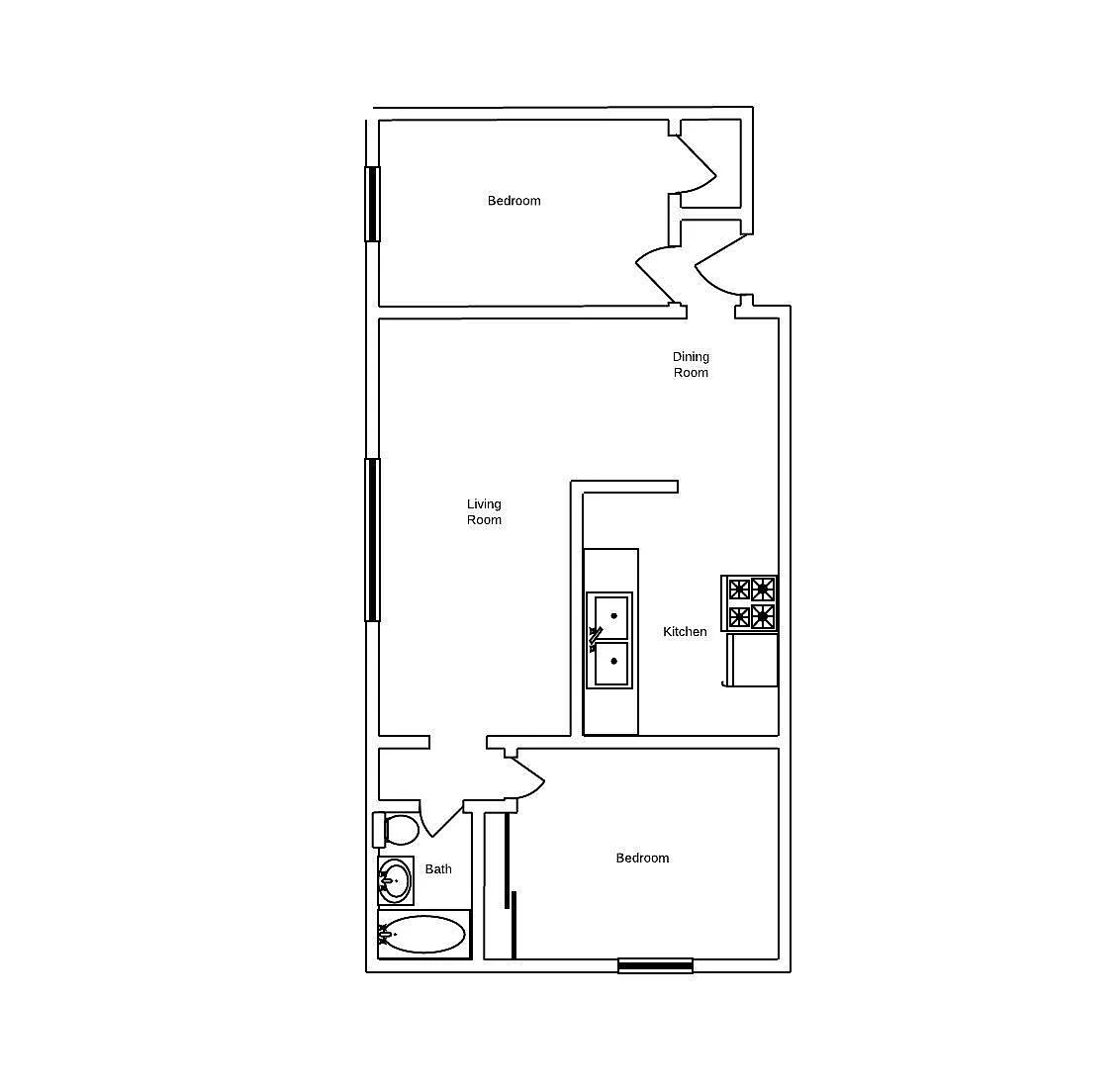 Floor plan 2 Bedroom 1 bath