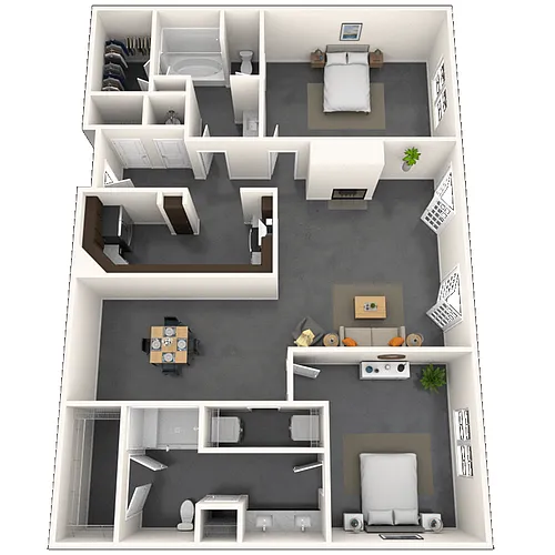 Floor plan Traditional 2x2 1152-1303 SF