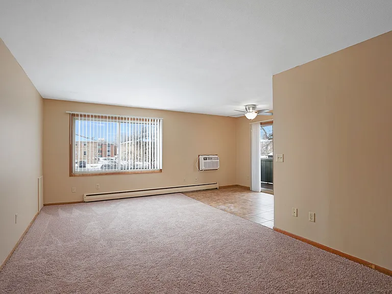 Virginia Terrace living room with wall unit air conditioning