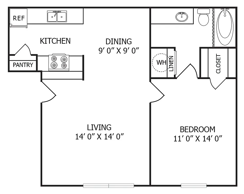 Floor plan One Bedroom/One Bath